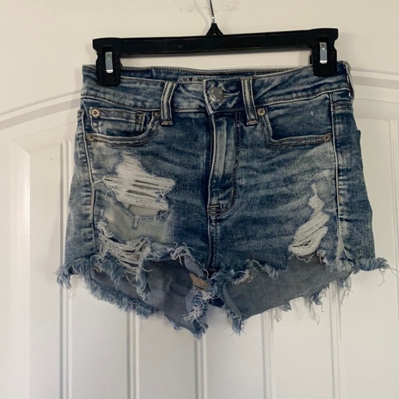American Eagle Hi Rise Shortie Jean Shorts Size 2 - Picture 1 of 5